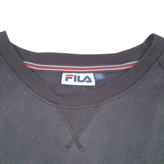 Mens Black Fila Spellout Raglan Crewneck Jumper