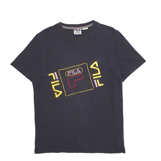 Mens Black Fila Spellout Short Sleeve T Shirt