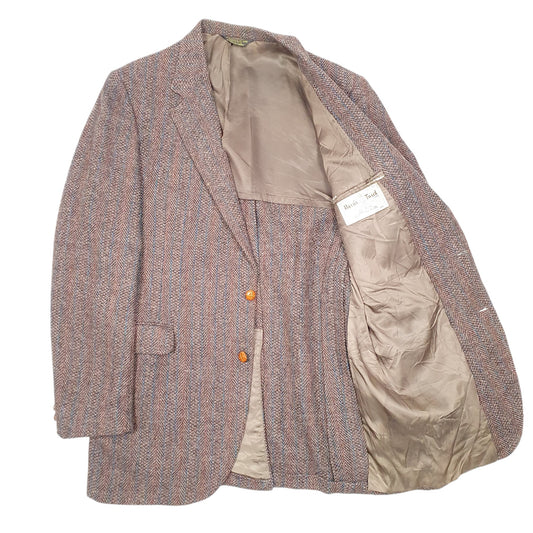 Mens Brown Harris Tweed Vintage Made In USA Christopher Hart Coat