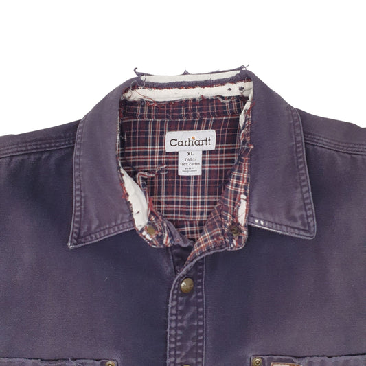 Mens Blue Carhartt Vintage Chore Shacket Hoodie Coat