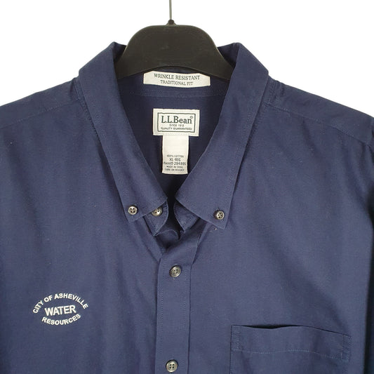 Mens Navy L.L.Bean Water Services Workwear Long Sleeve Shirt