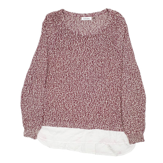 Womens Pink Calvin Klein Knit Smock Top Crewneck Jumper