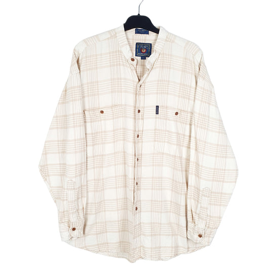 Mens Cream Chaps Ralph Lauren Flannel Vintage Grandad Long Sleeve Shirt