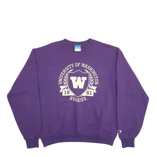 Womens Purple Champion University Of Washington Spellout Crewneck Jumper
