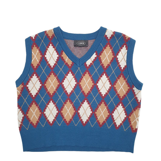 Womens Blue Cider V Neck Vest Jumper