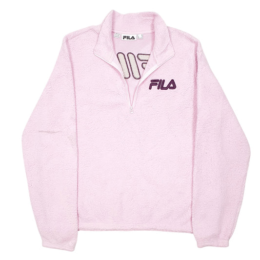 Womens Pink Fila Quarter Zip Jumper