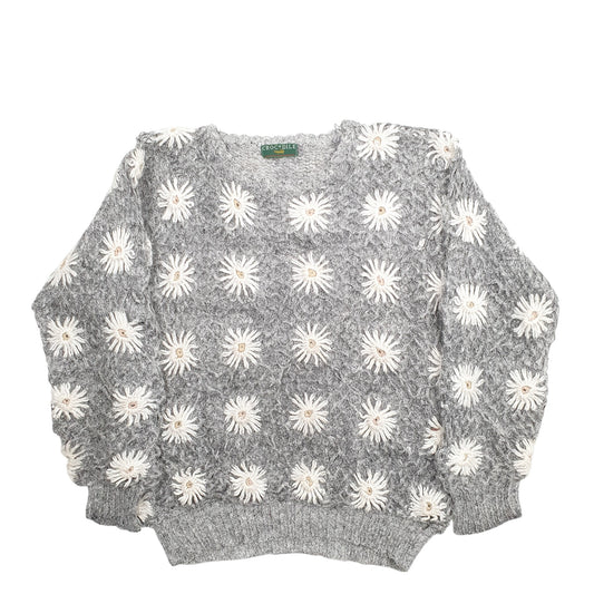 Womens Grey Crocodile Floral Crewneck Jumper