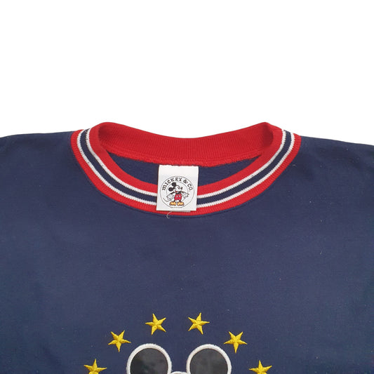 Womens Navy Disney Mickey Mouse Vintage 1980s Made In USA Crewneck Jumper