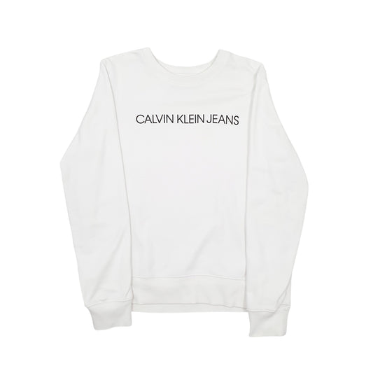 Mens White Calvin Klein Jeans Crewneck Jumper