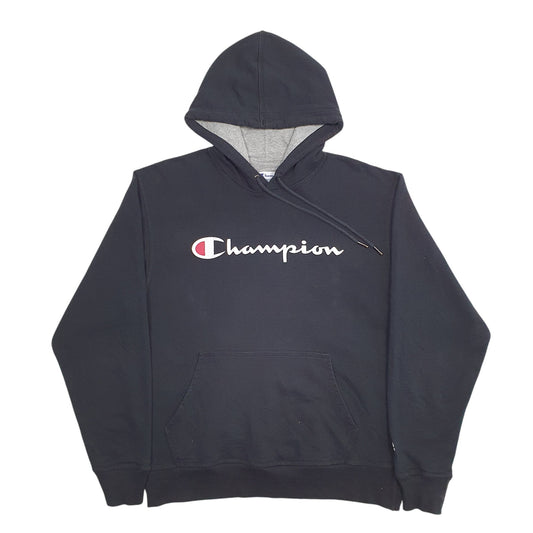 Mens Black Champion Spellout Hoodie Jumper