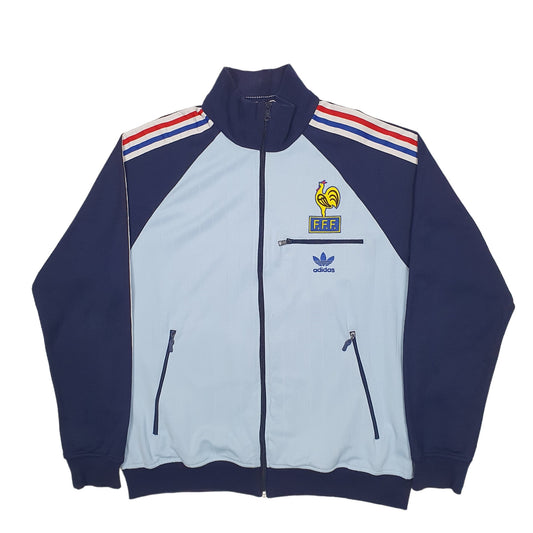 Mens Blue Adidas France Football Soccer Full Zip Jumper