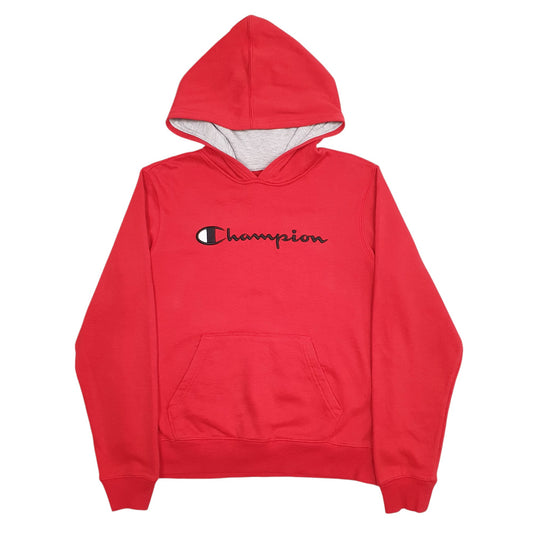 Womens Red Champion Spellout Crewneck Jumper