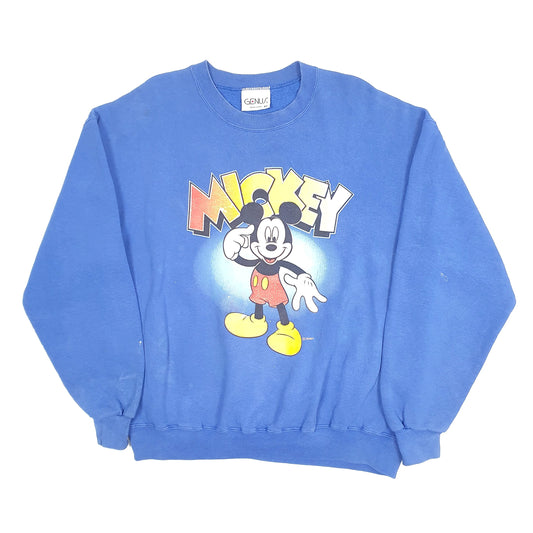 Womens Blue Genus Disney Mickey Mouse Vintage 1990s Made In USA Crewneck Jumper