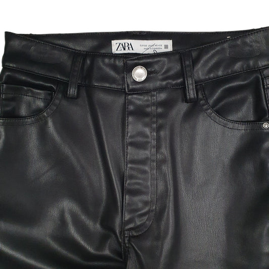 Womens Black Zara Leather Chino Trousers