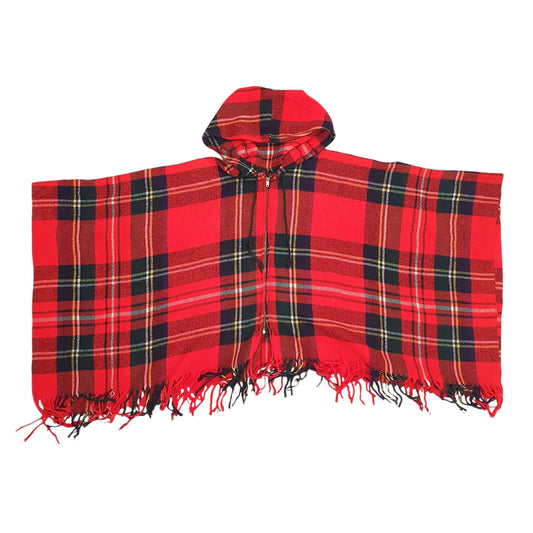 Mens Red Country Place Poncho Vintage 60s 70s Talon Zip Coat