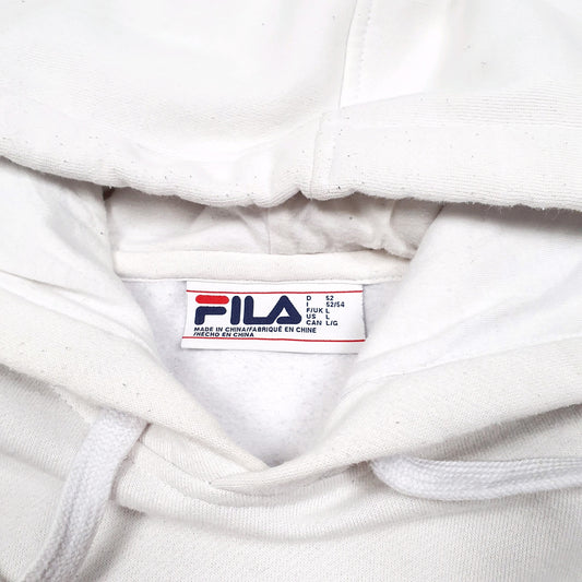 Mens White Fila Spellout Hoodie Jumper