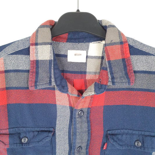 Mens Navy Levis Flannel Overshirt Shacket Long Sleeve Shirt