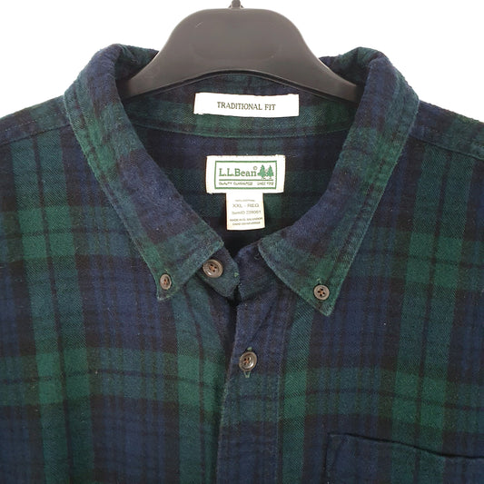 Mens Navy L.L.Bean Flannel Overshirt Long Sleeve Shirt