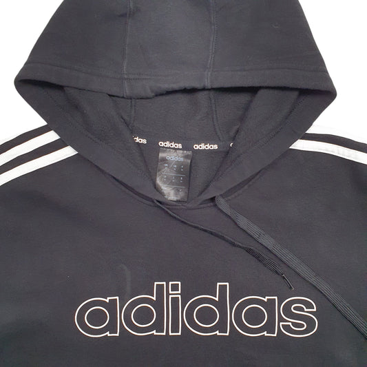 Mens Black Adidas Spellout Hoodie Jumper