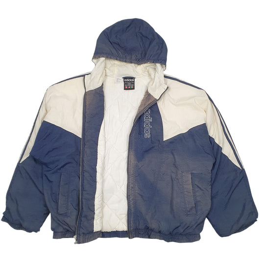 Mens Navy Adidas Vintage Hooded 90s Padded Coat