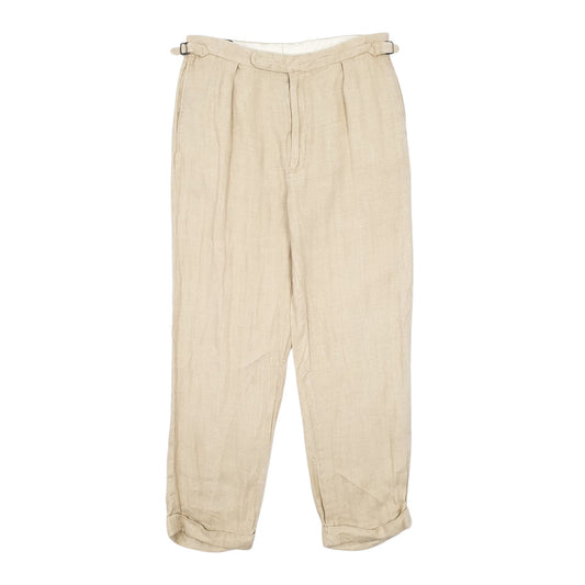 Mens Beige Polo Ralph Lauren Pleated Vintage 90s Chino Trousers