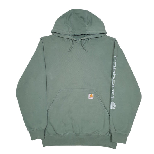 Mens Green Carhartt Workwear Spellout Hoodie Jumper