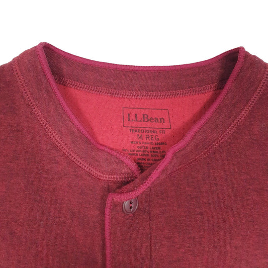 Mens Burgundy L.L.Bean Henley Thermal Quarter Zip Jumper