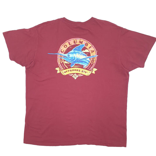 Mens Burgundy Columbia Sportswear PFG Fishing Short Sleeve T Shirt