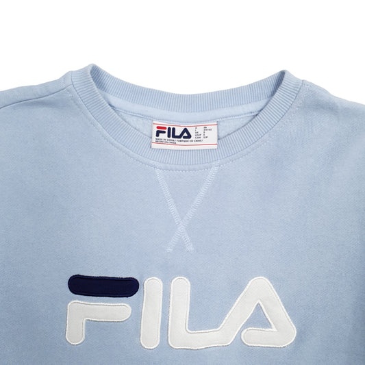 Mens Blue Fila Spellout Crewneck Jumper