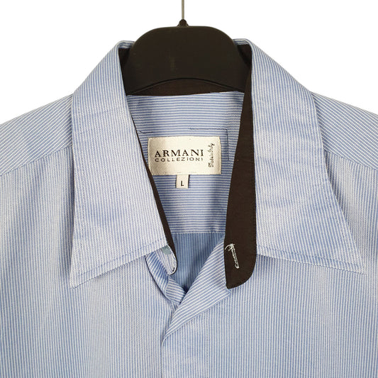 Mens Blue Armani Collezioni Made In Italy Long Sleeve Shirt