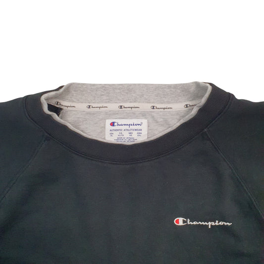 Womens Black Champion Crop Top Crewneck Jumper