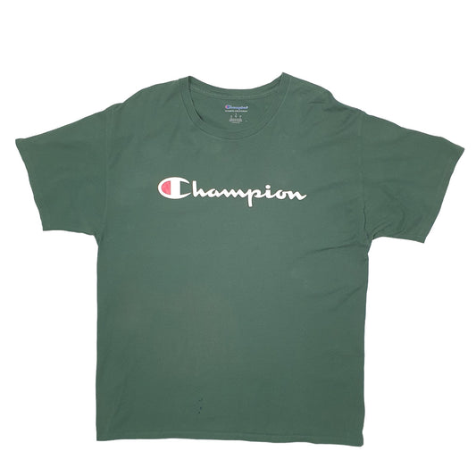Mens Green Champion Spellout Short Sleeve T Shirt