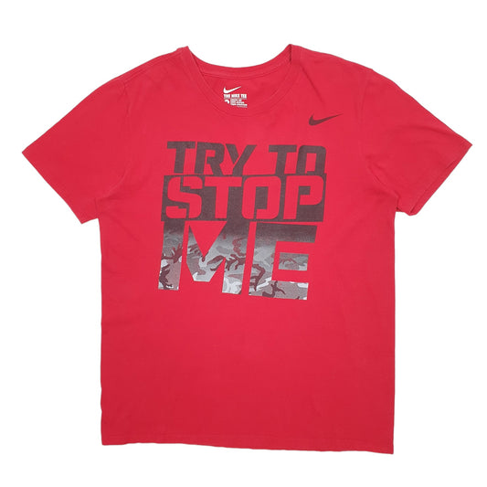 Mens Red Nike Spellout Short Sleeve T Shirt