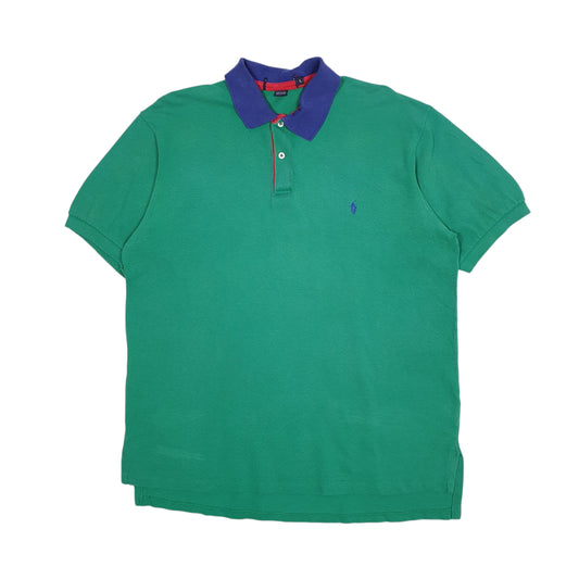 Mens Green Polo Ralph Lauren Vintage 90s Made In USA Short Sleeve Polo Shirt