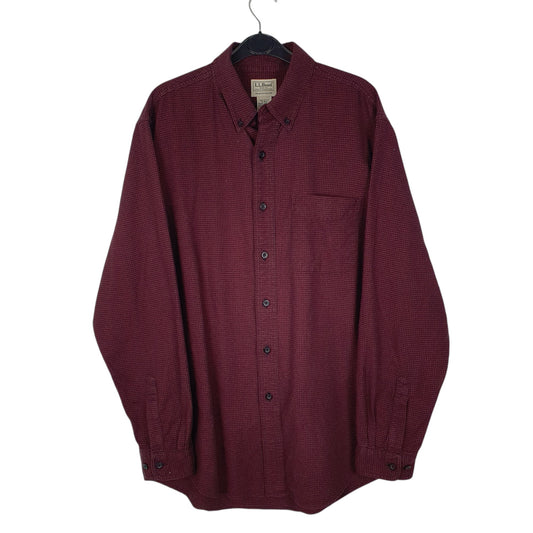 Mens Burgundy L.L.Bean Houndstooth Long Sleeve Shirt