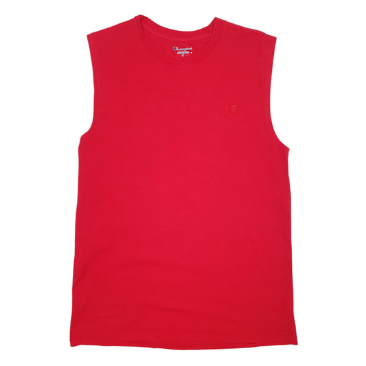 Mens Red Champion Vest Short Sleeve T Shirt