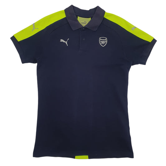 Mens Navy Puma Arsenal Short Sleeve Polo Shirt