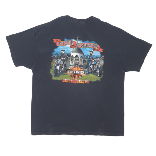 Mens Black Harley Davidson Vintage 90s Made In USA Spellout T Shirt