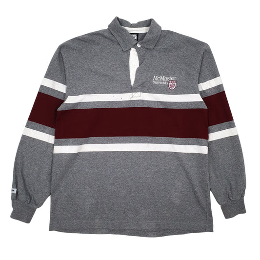 Mens Grey Barbarian Rugby Lightweight Long Sleeve Polo Shirt