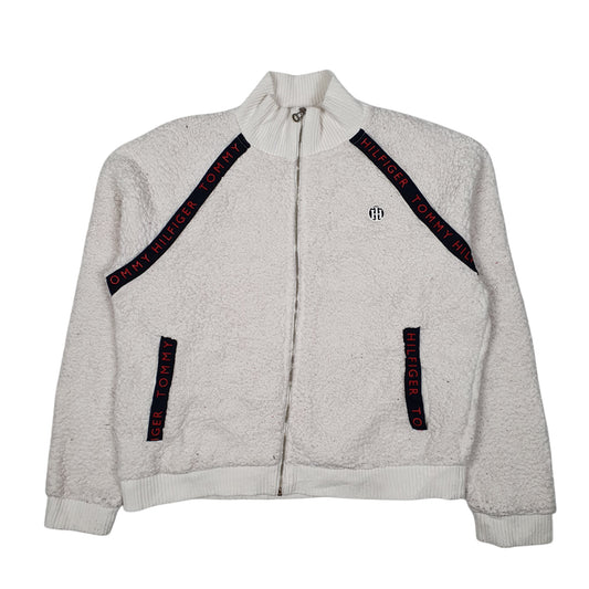 Womens White Tommy Hilfiger Sherpa Full Zip Jumper