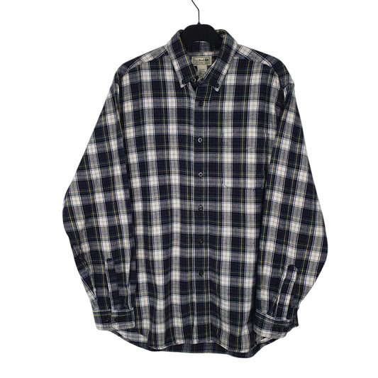 Mens Navy L.L.Bean Thick Flannel Plaid Long Sleeve Shirt