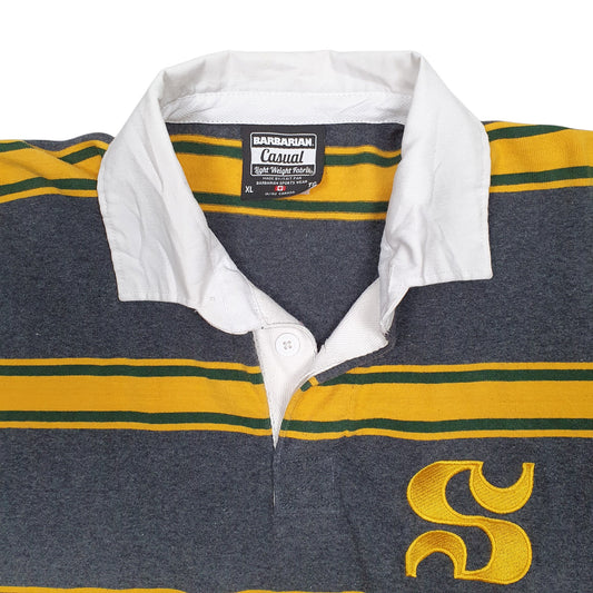 Mens Grey Barbarian Rugby Hoodie Polo Shirt