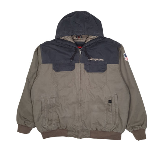 Mens Grey Snap-On Active Hoodie Coat