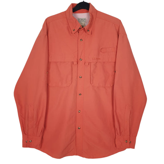 Mens Orange L.L.Bean Long Sleeve Shirt