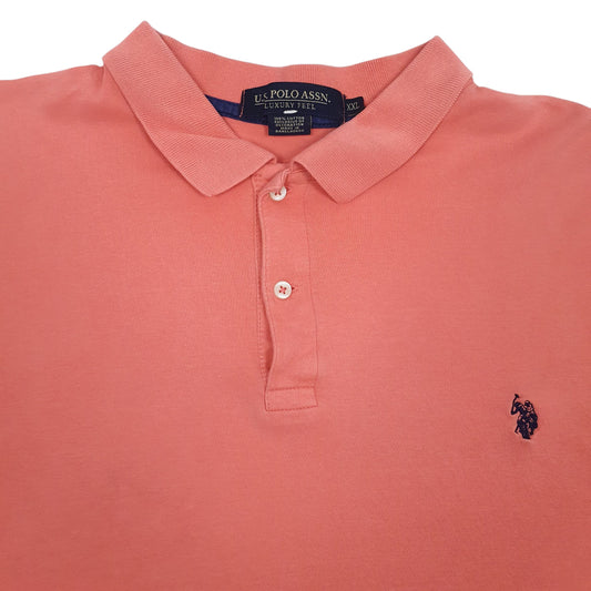 Mens Pink US Polo Assn Luxury Feel Polo Shirt