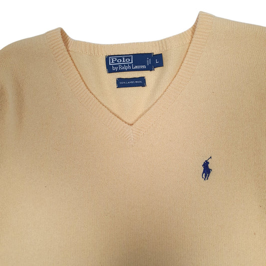 Mens Yellow Polo Ralph Lauren V Neck Jumper