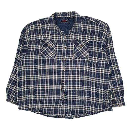 Mens Navy Wrangler Workwear Plaid Chore Coat