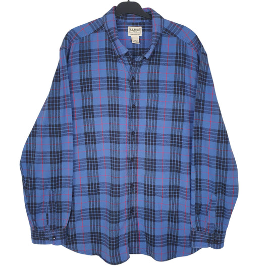 Mens Blue L.L.Bean Chamois Flannel Long Sleeve Shirt