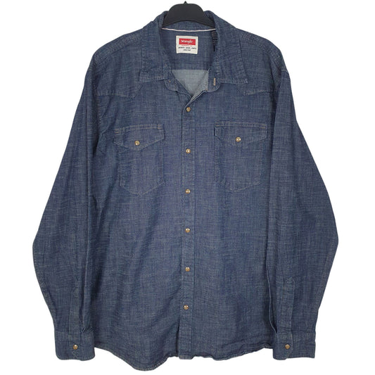 Mens Navy Wrangler Pearl Snap Long Sleeve Shirt