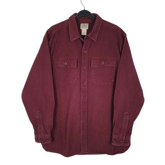 Mens Burgundy L.L.Bean Chamois Long Sleeve Shirt